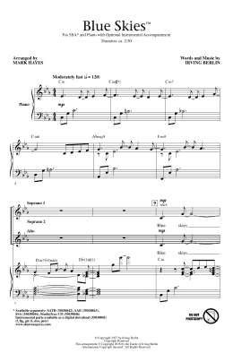 page one of Blue Skies (arr. Mark Hayes) (SSA Choir)