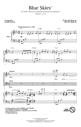 page one of Blue Skies (arr. Mark Hayes) (SATB Choir)