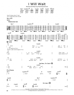 page one of I Will Wait (Guitar Lead Sheet)
