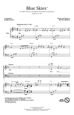 page one of Blue Skies (arr. Mark Hayes) (SAB Choir)