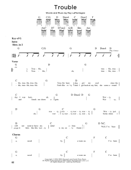 page one of Trouble (Guitar Lead Sheet)