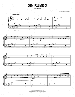 page one of Sin Rumbo (Easy Piano)