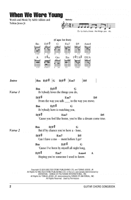 page one of When We Were Young (Guitar Chords/Lyrics)