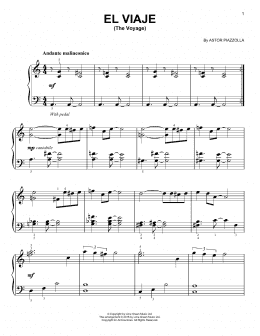page one of El Viaje (Easy Piano)