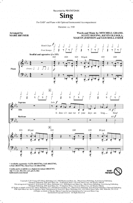page one of Sing (arr. Mark Brymer) (SAB Choir)