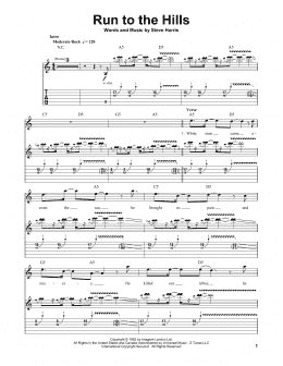page one of Run To The Hills (Guitar Tab (Single Guitar))