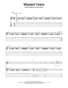 page one of Wasted Years (Guitar Tab (Single Guitar))
