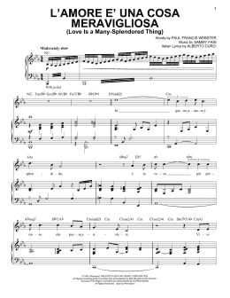 page one of L'Amore E Una Cosa Mervavigliosa (Love Is A Many-Splendored Thing) (Piano & Vocal)