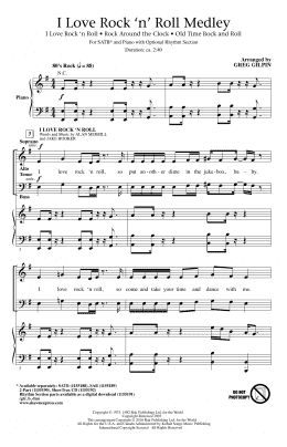 page one of I Love Rock 'n' Roll Medley (SATB Choir)