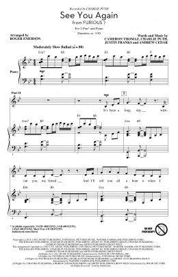 page one of See You Again (feat. Charlie Puth) (arr. Roger Emerson) (2-Part Choir)