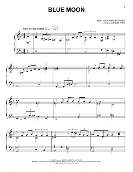 page one of Blue Moon (Easy Piano)