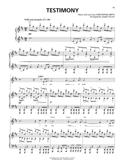 page one of Testimony (Piano & Vocal)