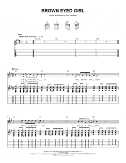 page one of Brown Eyed Girl (Easy Guitar Tab)