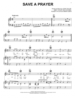 page one of Save A Prayer (Piano, Vocal & Guitar Chords (Right-Hand Melody))
