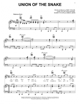 page one of Union Of The Snake (Piano, Vocal & Guitar Chords (Right-Hand Melody))