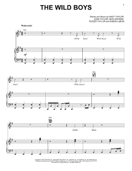 page one of The Wild Boys (Piano, Vocal & Guitar Chords (Right-Hand Melody))