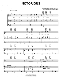 page one of Notorious (Piano, Vocal & Guitar Chords (Right-Hand Melody))