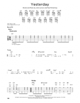 page one of Yesterday (Guitar Lead Sheet)
