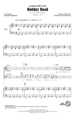 page one of Holiday Road (arr. Roger Emerson) (3-Part Mixed Choir)