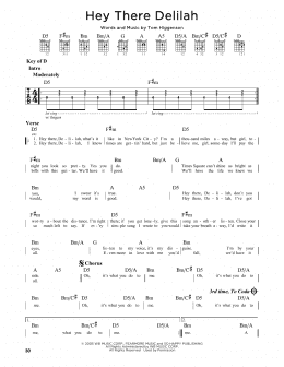 page one of Hey There Delilah (Guitar Lead Sheet)