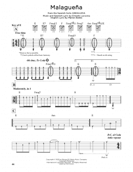 page one of Malaguena (Guitar Lead Sheet)