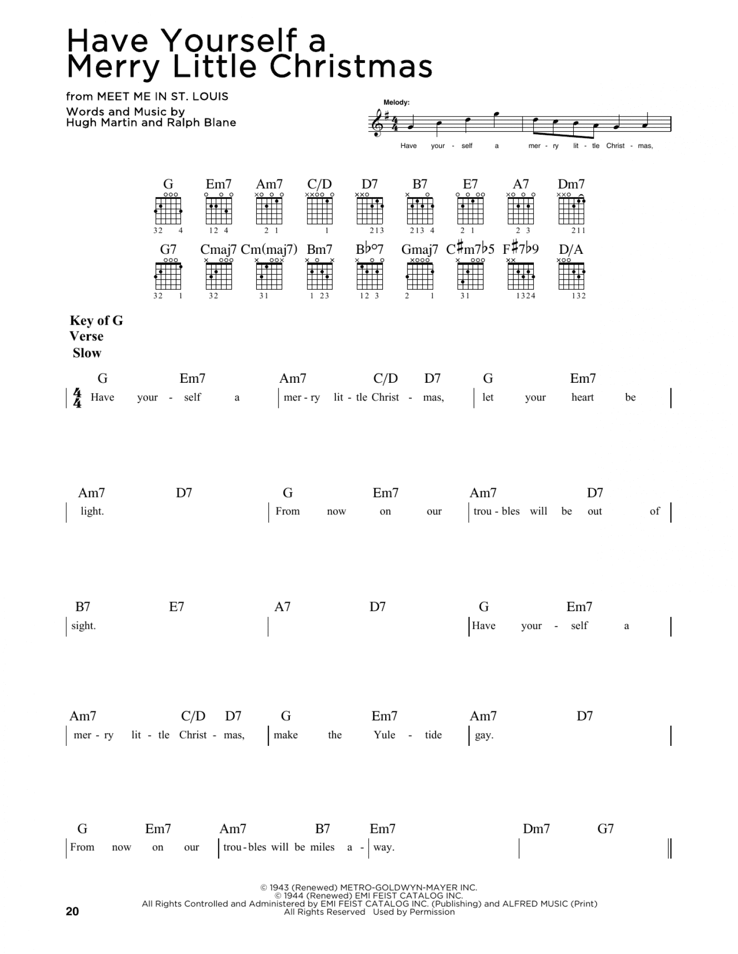 Have Yourself A Merry Little Christmas (Guitar Lead Sheet)