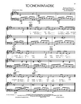 page one of To One In Paradise (Piano, Vocal & Guitar Chords (Right-Hand Melody))