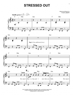 page one of Stressed Out (Easy Piano)