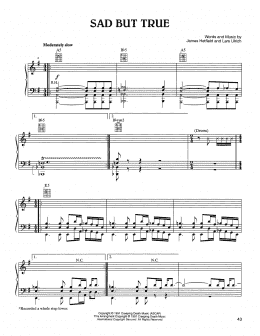 page one of Sad But True (Piano, Vocal & Guitar Chords (Right-Hand Melody))