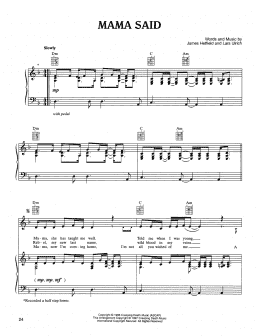 page one of Mama Said (Piano, Vocal & Guitar Chords (Right-Hand Melody))