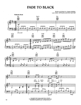 page one of Fade To Black (Piano, Vocal & Guitar Chords (Right-Hand Melody))
