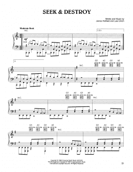 page one of Seek & Destroy (Piano, Vocal & Guitar Chords (Right-Hand Melody))