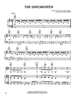 page one of The Unforgiven (Piano, Vocal & Guitar Chords (Right-Hand Melody))