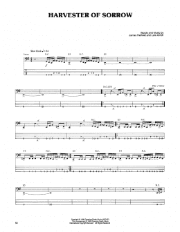 page one of Harvester Of Sorrow (Bass Guitar Tab)