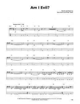 page one of Am I Evil? (Bass Guitar Tab)