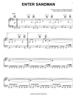 page one of Enter Sandman (Piano, Vocal & Guitar Chords (Right-Hand Melody))