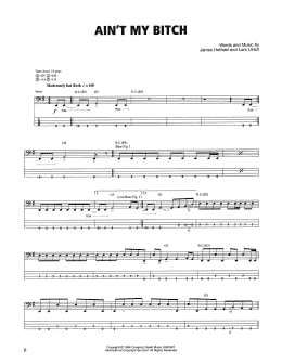 page one of Ain't My Bitch (Bass Guitar Tab)