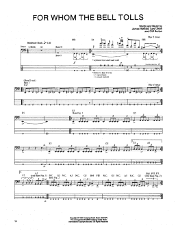 page one of For Whom The Bell Tolls (Bass Guitar Tab)