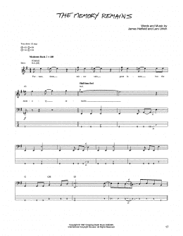 page one of The Memory Remains (Bass Guitar Tab)