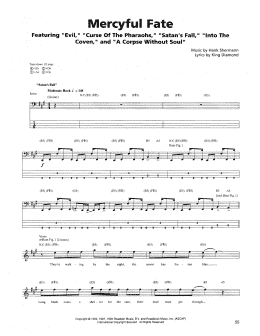 page one of Mercyful Fate (Bass Guitar Tab)