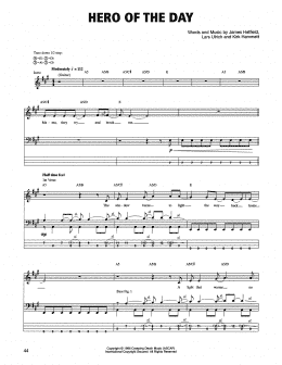 page one of Hero Of The Day (Bass Guitar Tab)