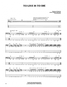 page one of To Live Is To Die (Bass Guitar Tab)