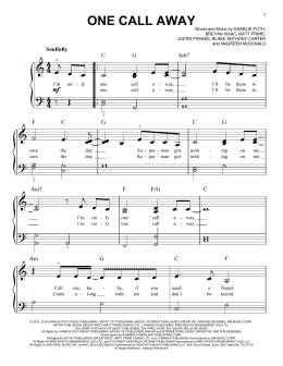 page one of One Call Away (Easy Piano)