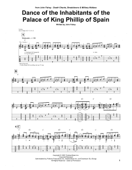 page one of Dance Of The Inhabitants Of The Palace Of King Philip Of Spain (Guitar Tab)