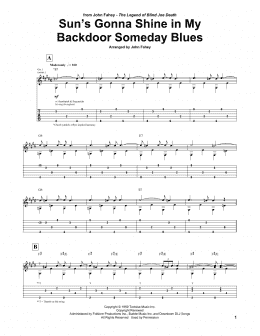 page one of Sun's Gonna Shine In My Backdoor Someday Blues (Guitar Tab)