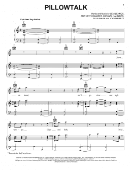 page one of Pillowtalk (Piano, Vocal & Guitar Chords (Right-Hand Melody))