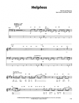 page one of Helpless (Bass Guitar Tab)