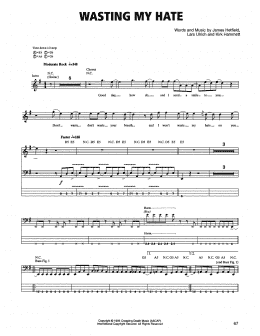 page one of Wasting My Hate (Bass Guitar Tab)