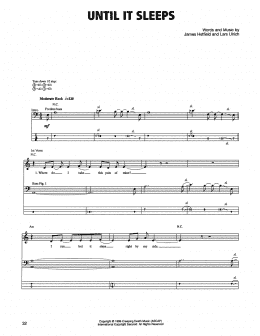 page one of Until It Sleeps (Bass Guitar Tab)