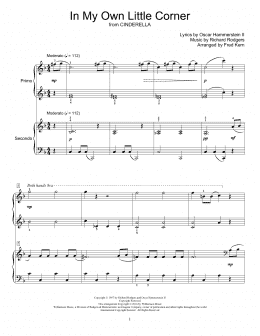 page one of In My Own Little Corner (from Cinderella the Musical) (Piano Duet)